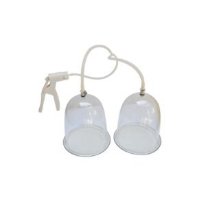 Non-surgical breast enlargement system with two cups, manual hand pump, and silicone tubing for natural breast growth